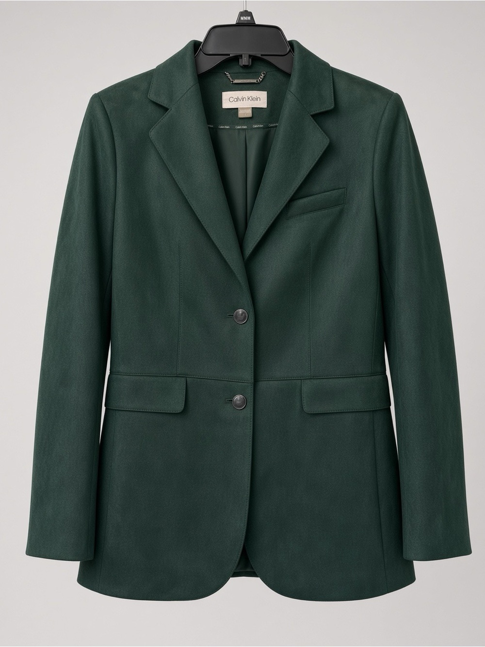 Calvin Klein Women's Forest Green Tailored Blazer in Suede